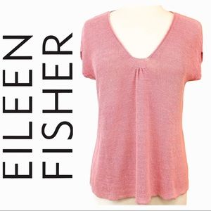 Eileen Fisher Hemp Sustainable Sweater Knit Top Pink